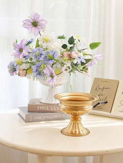 Retro High Foot Flowerpot, European Wedding ation Flower Vase, Photography Prop, Dry Arrangement, End view 5