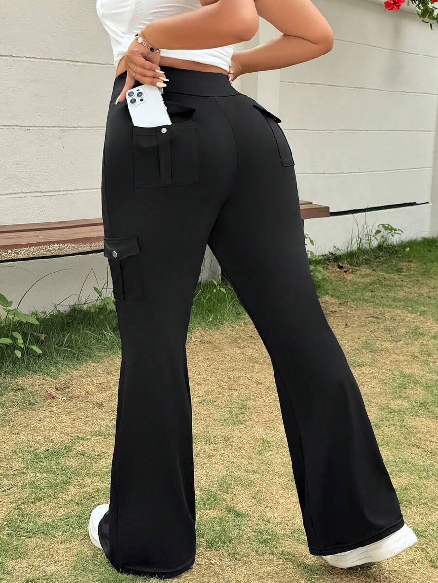Muchica Black Casual Plus Size Women Pants, Fashionable Suitable For Summer