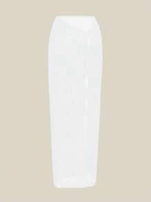 Swim Chiccia Women's Summer Beach Swimsuit Solid Color Stand Collar Cape Style Dress, High Slit Skirt With Metal Starfish Decor Cover Up White - White - View 2