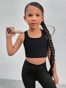 SHEIN Tânără, de culoare solidă, tricot decupat, maiou sport