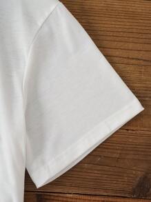 Attitoon Áo phông thường ngày cỡ lớn có họa tiết khủng long hoạt hình đơn giản, áo phông cổ tròn tay ngắn siêu rộng, phù hợp cho mùa hè Khủng long LET'S ROAR Xin chào NGÀY KHỦNG LONG - trắng - Xem 3