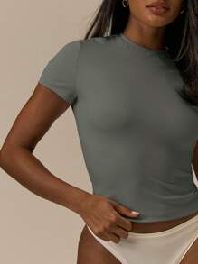 MUSERA Áo thun tay ngắn dáng suông, thích hợp đi nghỉ mát, sân bay, phong cách dễ thương, thường ngày, đi học, thanh lịch, mùa xuân hè. - Màu xám đen - Xem 3