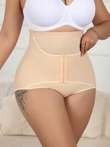 SHEIN Plus Size High Waist Double Compression Shapewear Underwear - Apricot - View 6