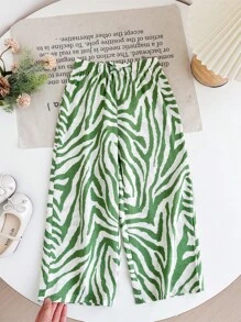 SHEIN Young Girl Woven Mommy And Me Matching Loose Geometric Pattern Casual Pants (2 Sets Sold Separately), Suitable For Outings And Other Occasions - Green - View 6