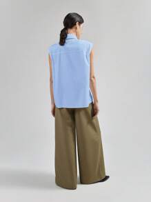 Ontre 2025 New Women's Blue Round Neck Puff Sleeve Casual Loose Dress, Suitable For Vacation, Office, Music Festival, Business Casual Wear - Baby Blue - View 4