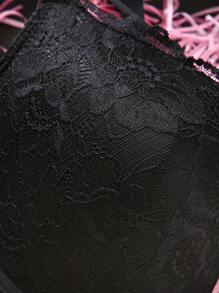 SHEIN 性感浪漫休闲舒适前扣蕾丝加大码钢圈文胸，提升和增强，支撑性强，1 件 - 黑色 - 查看 7