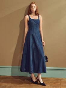 Selenza 女士优雅休闲牛仔连衣裙 - 藍色 - 查看 8