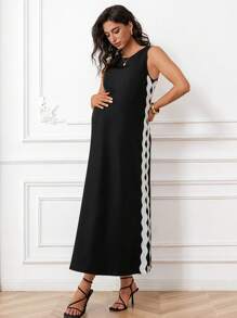 MaterniWear Maternity Sleeveless Dress, Fashion Suitable For Summer,Pregnancy Outfits - Black - View 8
