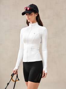 OutZeal Giacca yoga aderente, impermeabile e traspirante in nylon, con chiusura lampo e tasche