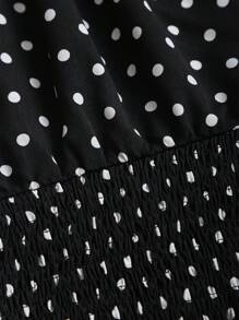 Elamini Women's Black & White Polka Dot Backless Cinched Waist Tank Top, Asymmetric Neckline, Versatile For Commuting, Vacation, Beach, Casual Dating, Summer