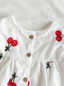 Loomiva Baby Girl Solid Color Round Neck Cap Sleeve Casual Pullover Top