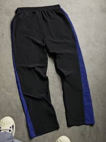 Sport MetroGents Men's Contrast Color Letter Print Drawstring Waist Pockets Sports Pants Sweat-Wicking Lightweight Comfortable Wide Leg Slim Fit For Workout Gym Wear Men - Black - View 2