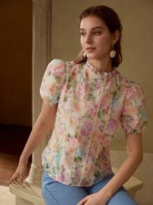 MOTF PREMIUM BLUSA CON VOLANTES Y ESTAMPADO FLORAL - Multicolor - Ver 6