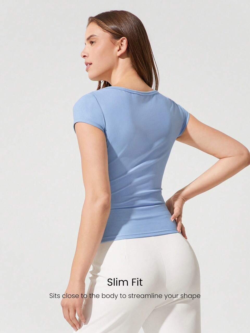 FeatherFit™ Fluffy Flex Stretchy Sweat Wicking Slim Fit Short Sleeve Graphic Tee Low Impact Yoga Pilates Studio Gym Daily Casual Wear