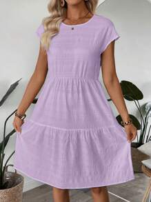 EMERY ROSE 女式夏季几何图案印花圆领短袖连衣裙