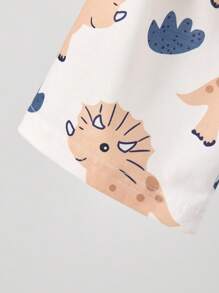 6 pièces/set Pyjamas ou tenue décontractée d'été pour bambin garçon, incluant un t-shirt à manches courtes à col rond confortable avec imprimé mignon de dinosaure et un short