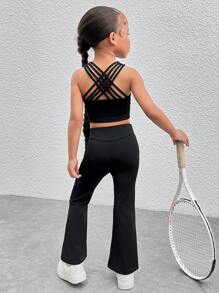 SHEIN Tânără, de culoare solidă, tricot decupat, maiou sport