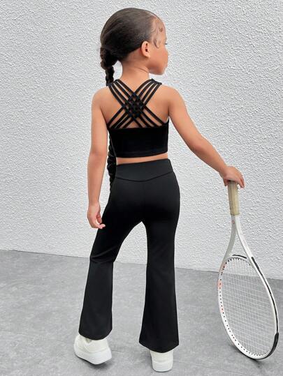SHEIN 少女纯色短款针织运动背心