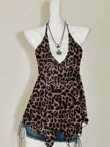 Attitoon Sexy Leopard Printed Casual Minimalist Tank Top For Women, Summer - Multicolor - View 6