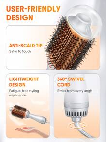 SHEGLAM HAIR Blowout Bliss Volumizing Hot Air Brush,Hair Dryer Brush,Blow Dryer Brush,4 In 1 Hair Dryer And Styler Volumizer For Drying Straightening Curling Volumizing Hair,GLOSS PRO™ Coating,Built-In Care For Shiny Hair,Motor Speed 33000RPM,Quick Blow Dry,3 Adjustable Temp Settings,No Tugs,No Tangles & No Snags Curling Brush,Thermal Straightening Brush,Thermal Blowout Brush,Electric Brush For Style All Lengths & Textures - EU Plug Graduation Birthday Holiday Summer Fall Autumn Y2K Fancy Fashion Women Makeup Cosmetic Party Beach Travel Camping Outdoors School Campus Festivals Decor Gift Present Rose Girl Best Color Charm Vibe Pink Christmas New Year Thanksgiving Day Valentine's Day