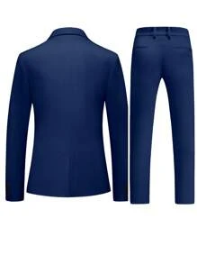 Manfinity Mode Men's Casual/Office Wear Solid Color Jacket And Pants Suit