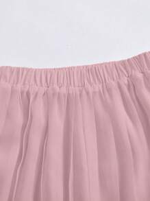 2 件套优雅少女领背心上衣和高腰褶皱裤套装，适合婚礼花童和伴娘的休闲装