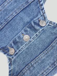 少女牛仔两件套服装 - 中等水洗藍 - 查看 4