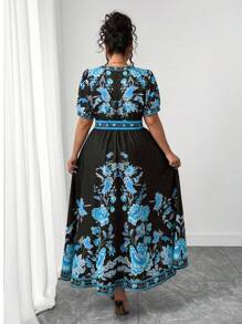 Elenzga Váy tay lửng cổ chữ V họa tiết Bohemian thời trang nữ cỡ lớn đa năng đi nghỉ dưỡng bãi biển Maldives Thái Lan, Xuân/Hè - Nhiều màu - Xem 2