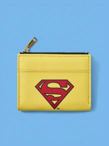 SUPERMAN X SHEIN Fashionable Yellow Geometric Pattern Short Wallet