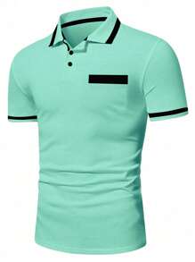 Manfinity Mode Polo casual da uomo per pendolarismo, con colore a contrasto
