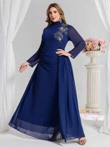 Coutiva 大码高端礼服，优雅亮片派对礼服，奢华舞会礼服，奢华女士晚礼服，大码晚礼服，柔软连衣裙，夏季连衣裙，女士宴会礼服，女士连衣裙，优雅女士正式漂亮女士连衣裙，女士连衣裙生日大码晚礼服，海军蓝连衣裙，适合婚礼宾客 - 藏蓝色 - 查看 6