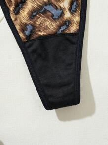 Tanga de mujer con estampado de leopardo, sexy y simple