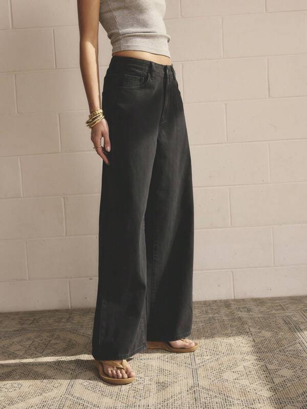 Aralina High Wide Straight Leg Rigid Denim Jeans