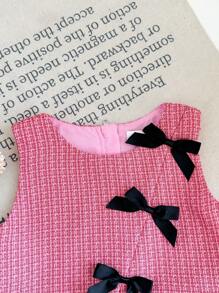 Young Girl Sleeveless Solid Color Top And Shorts 2 Pieces Set - Pink - View 3