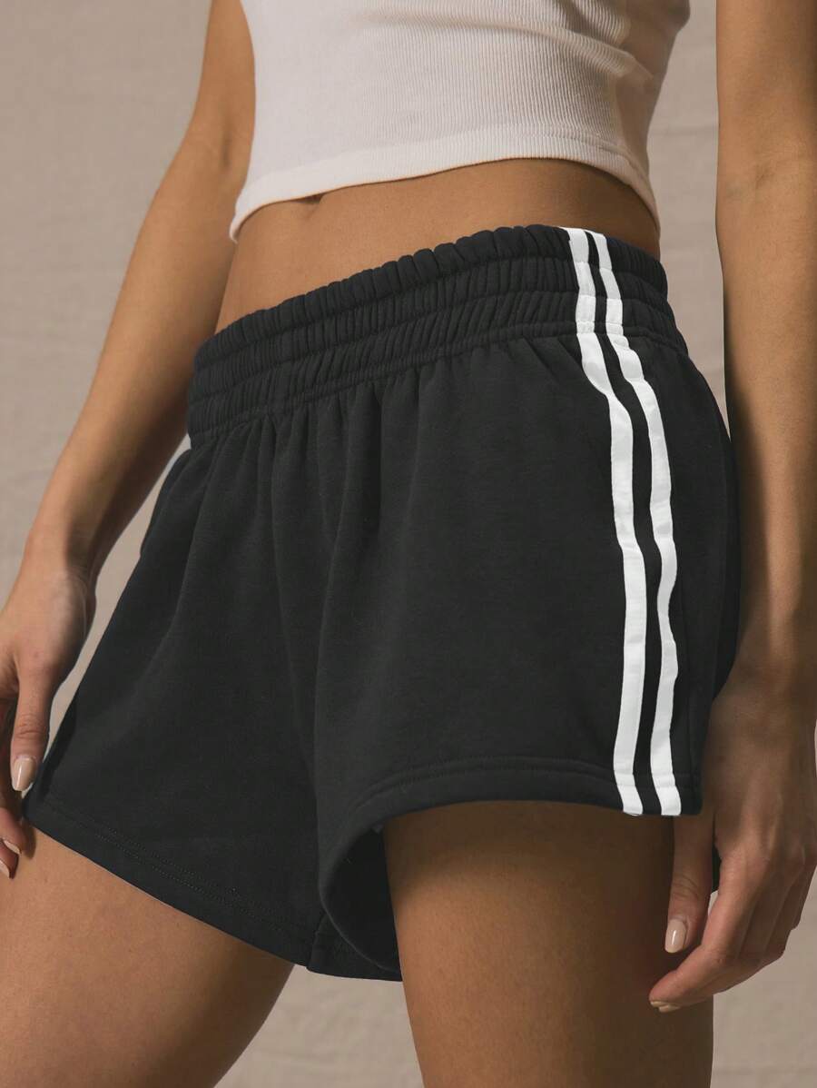 MUSERA 套穿式侧条纹跑步短裤 夏季可爱度假 90年代运动 Y2K 秋季返校日常休闲秋季假日复活节 - 黑色 - 查看 1