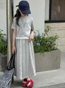 DAZY 青少年女孩休闲T恤和裙子套装