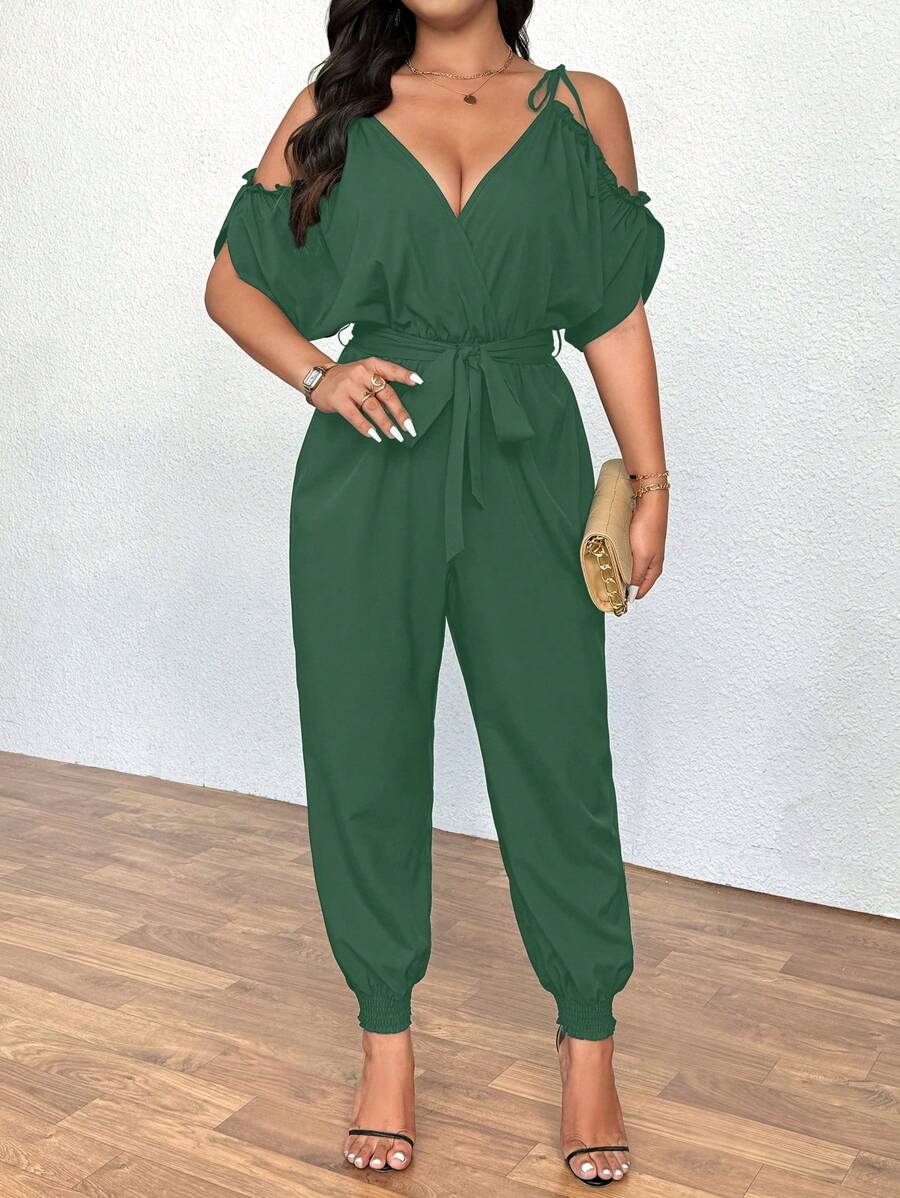 Celure Women's Loose Casual Jumpsuit For Summer - Dark Green - View 1