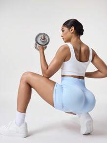 Seamluxe SHEIN Sport Einfarbige nahtlose perforierte High Waist Sporthosen