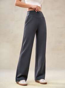 OutZeal Pantalones deportivos de pierna ancha con cintura alta, bolsillo con cremallera y modelo suave para uso diario y casual en otoño para mujeres - Gris - Ver 11