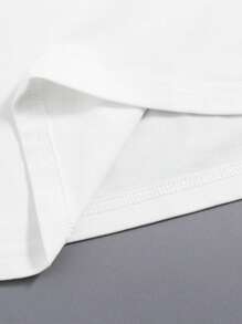 SHEIN EZwear Women Cherry Print Colorblock Short Sleeve T-Shirt, Casual For Summer Back To School - Black and White - View 6