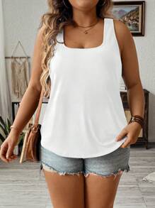 EMERY ROSE Casual Minimalist White Thick Strap Loose Tank Top For Women,Slightly Sheer Suitable For Summer