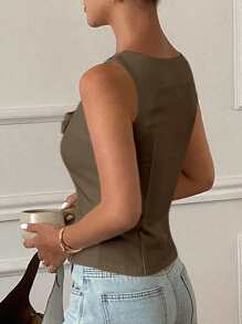 Livesso 夏季新款商务休闲修身女式上衣 - 咖啡棕 - 查看 3