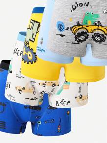 男童棉质舒适汽车恐龙印花七条装平角内裤 返校时尚 - 彩色 - 查看 5