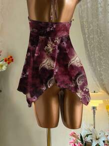 Attitoon Red Tie-Dye Paisley & Cashew Pattern Women Camisole,Rave Top