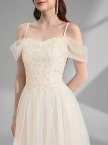 Poshira Abito da donna di colore unito, adatto per feste, abito da sera lussuoso alla moda per l'estate, abito morbido con pizzo bianco, vestito da cerimonia