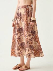 Florisole Modna, swobodna, uniwersalna, boho, wakacje, luźna odzież damska, spódnica Young Fit Flowy, wakacje wiosna/lato - Wielokolorowe - Zobacz 5