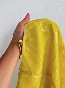 SHEIN Clasi Váy suông đuôi cá jacquard màu trơn thanh lịch cỡ lớn cho nữ, mùa hè - Màu vàng - Xem 6