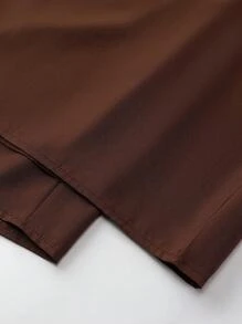 SHEIN Tall Plus Size Women Casual Solid Color Elastic Waist Loose Wide Leg Pants Fall Cloth For Women