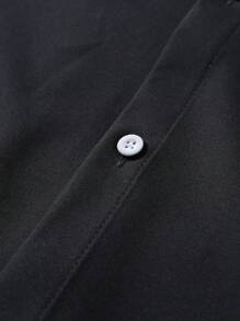 Calvornis Men's Casual Fashion Black Long Sleeve Shirt, Fall - Black - View 6