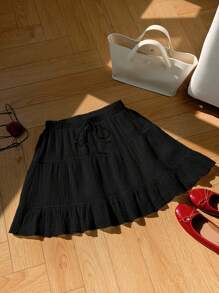 Comfortcana 常规百搭腰带休闲/度假女式半身裙 - 黑色 - 查看 5